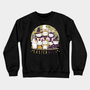 Cute Bunnies in Costumes Easterween Celebration Crewneck Sweatshirt